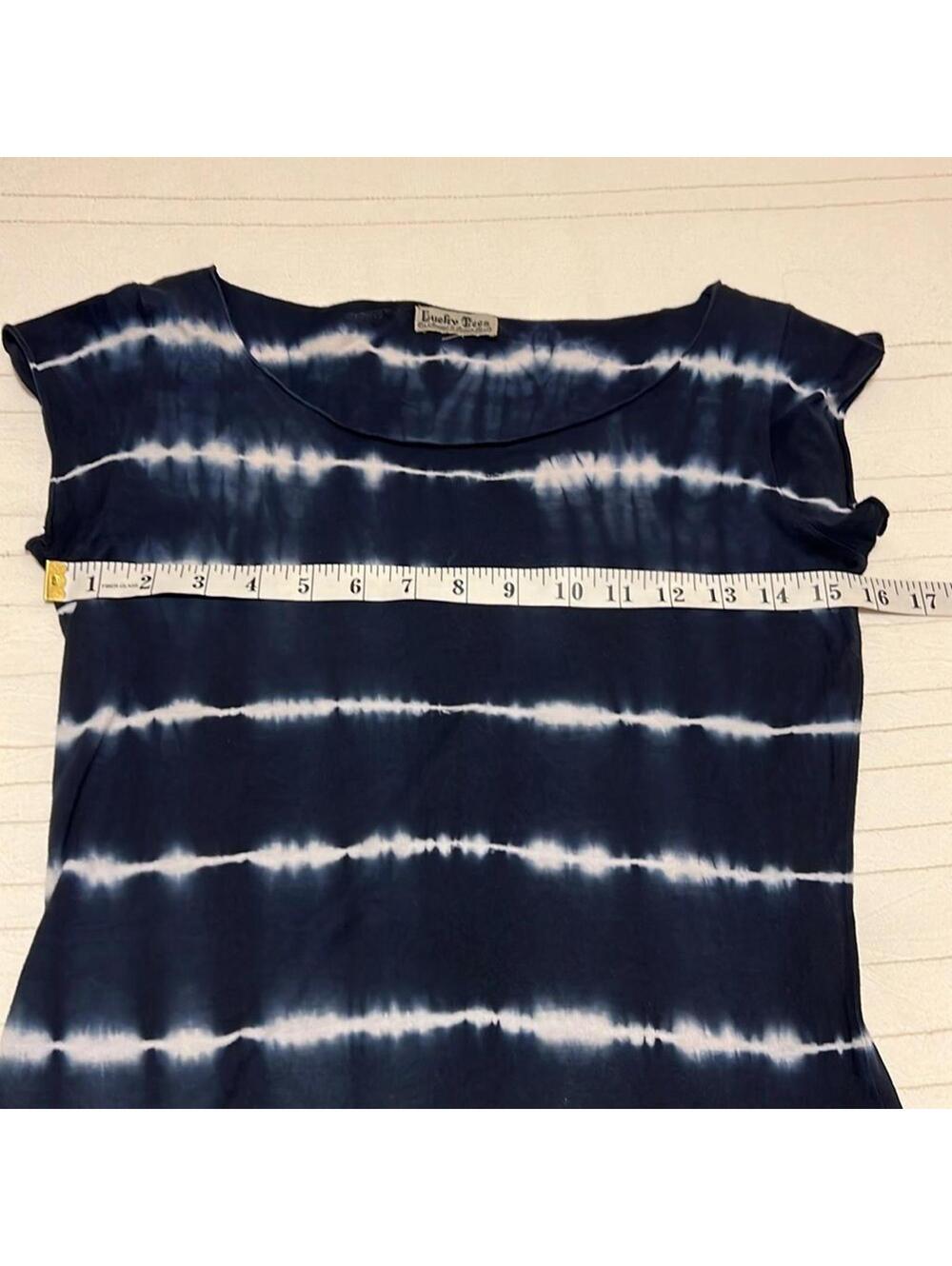 Lucky Brand Lucky Tees Navy Shibori Tie Dye Cap Sleeve Tunic Top Women's - Picture 4 of 6